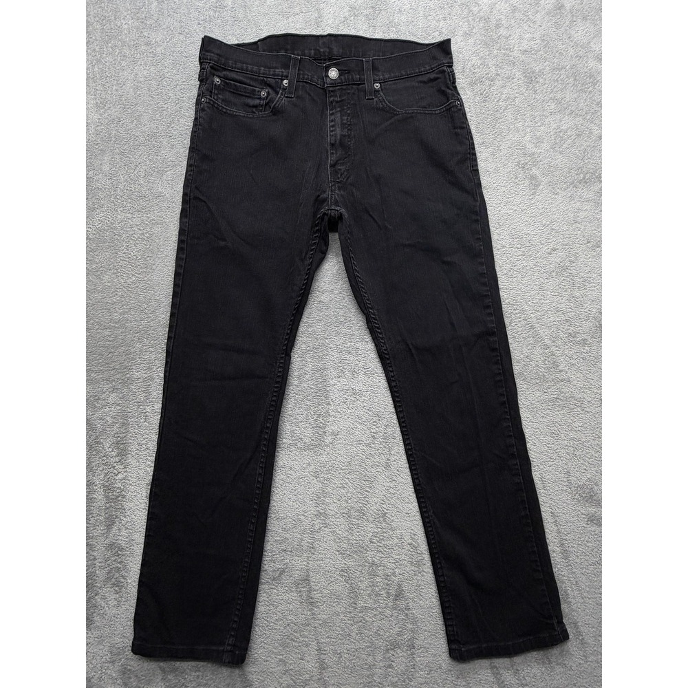Levis 559 Jeans Mens Measured 35x30 Black Straight Relaxed Denim Zip Fly